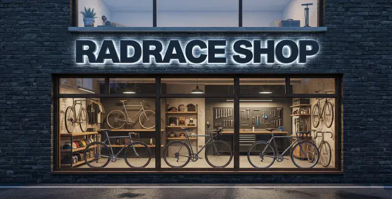 RADRACE SHOP 3D Leuchtbuchstaben rückbeleuchtet Außenreklame Fahrradladen