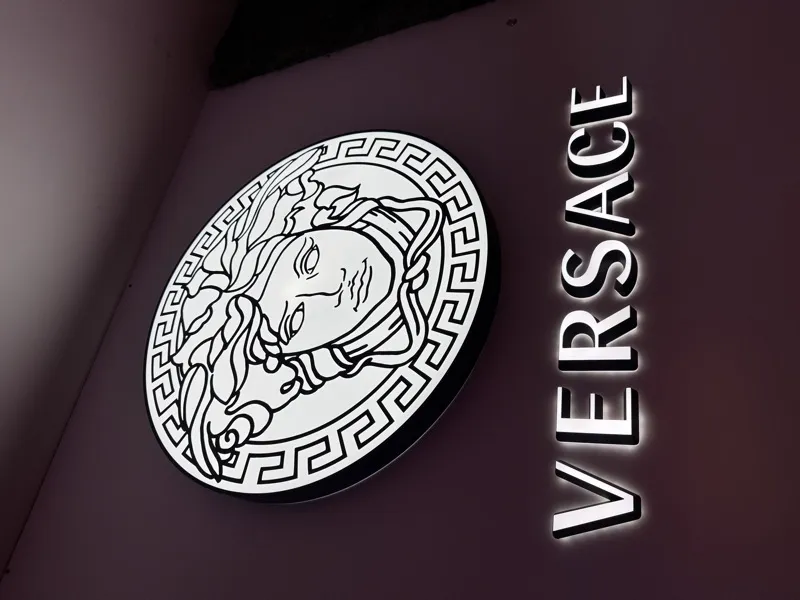 Versace light box 3D letters front-lit and backlit custom illuminated signage
