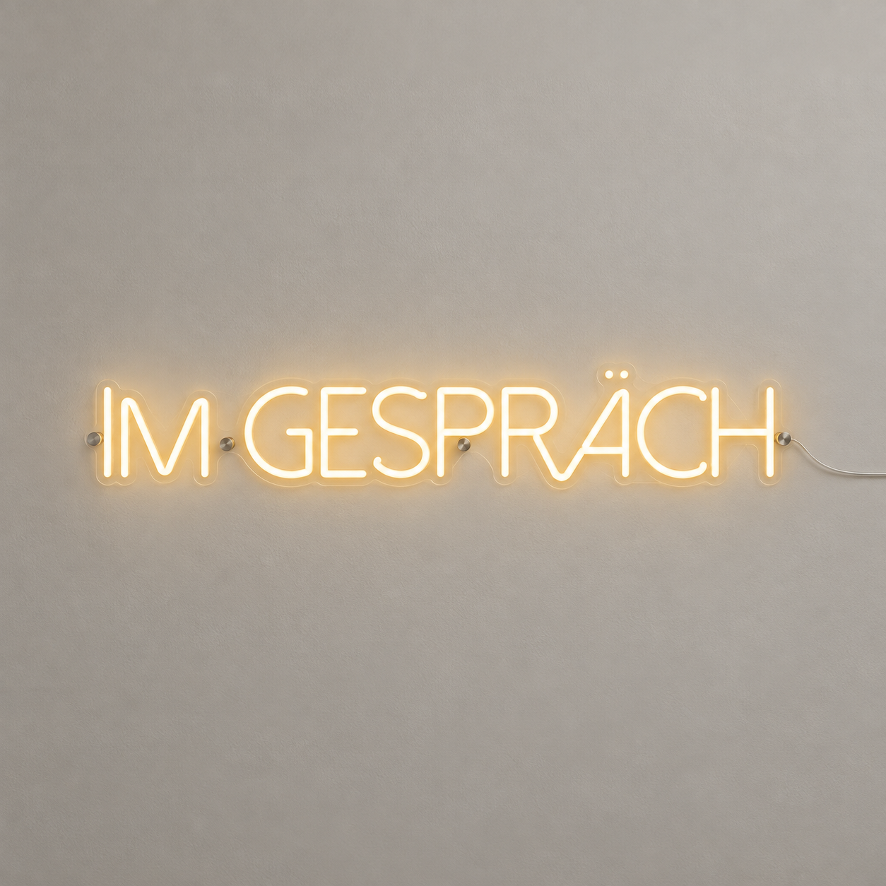 IM GESPRÄCH – LED-Neon in Warmweiß, Schrift Monaco